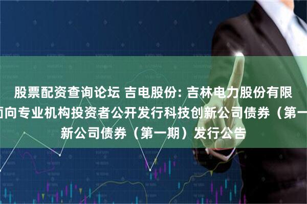 股票配资查询论坛 吉电股份: 吉林电力股份有限公司2025年面向专业机构投资者公开发行科技创新公司债券（第一期）发行公告